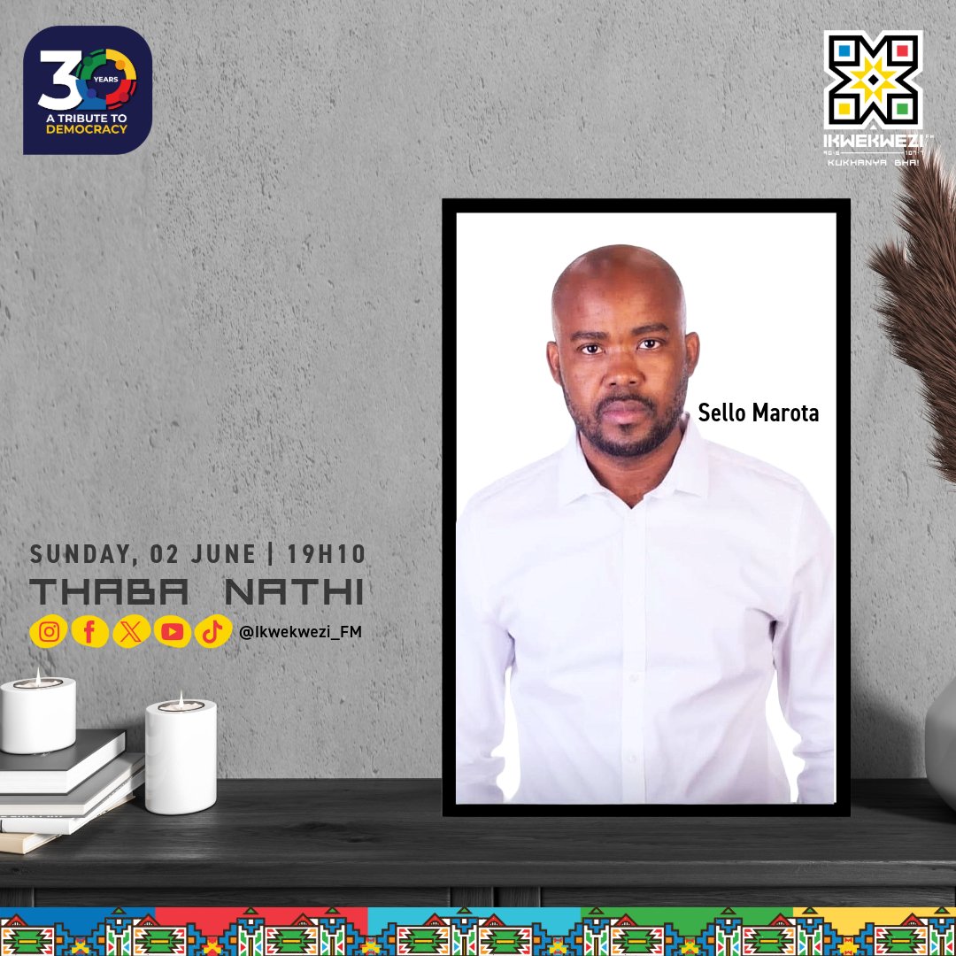 📌 #ThabaNathi
🎙️ Mvelo
👤 Sello Marota
📆 Sun, 02 June
⏰ 19h10

#HlalaEmkhanyweni
📻90.6-107.7
📺Dstv Ch. 804
💻Stream | http:spr.ly/6011eQMFJ