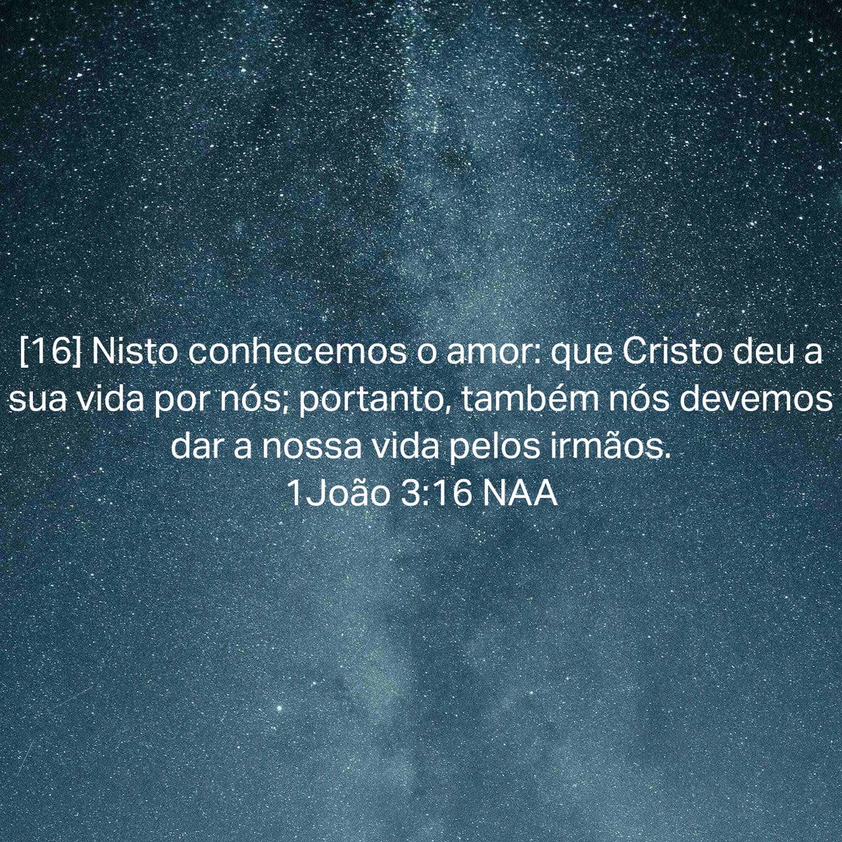 sheila_sauss's tweet photo. 1João 3:16 NAA
[16] Nisto conhecemos o amor: que Cristo deu a sua vida por nós; portanto, também nós devemos dar a nossa vida pelos irmãos. 

https://t.co/65Hzix2vbI https://t.co/cQ7Nqh81Nw