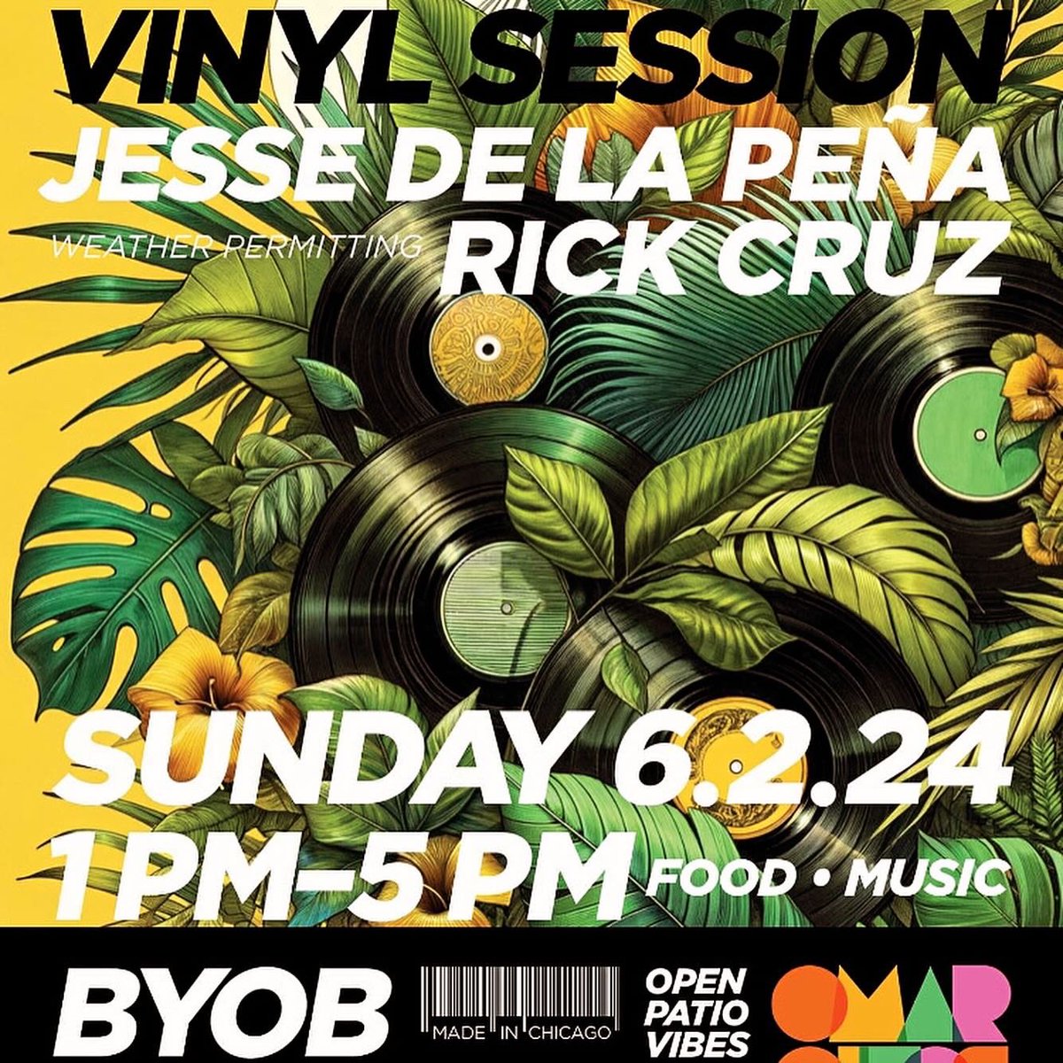 jessedelapena's tweet photo. Today Sunday 06/02 (1-5pm) I will be spinnin’ a vinyl set along with Rick Cruz at one of my favorite northside food spots Omarcitos Latin Cafe 3801 W. Fullerton 

Come for the food and stay for the vibes! BYOB #VinylSessions https://t.co/tol2PsnbHV