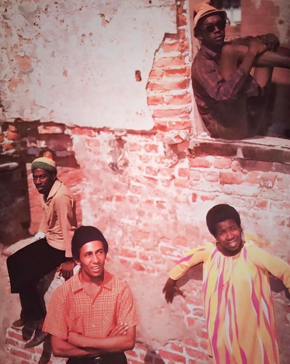 Joe__Bassey's tweet photo. Bob Marley, Rita Marley, Peter Tosh &amp; Bunny Wailer. Port Royal, Jamaica. (1968) https://t.co/z59Awg4STv