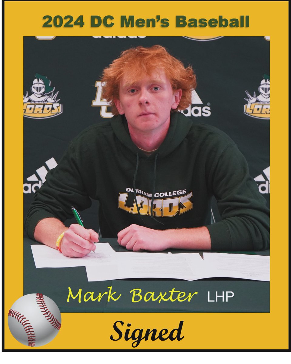 DC_Mens_Bball's tweet photo. A couple more prominent local players look forward to competing with the 2024 Durham Lords Varsity baseball team. We welcome the versatile Ethan Service and port-sider Mark Baxter to Durham College. https://t.co/AsfaoVgPwS