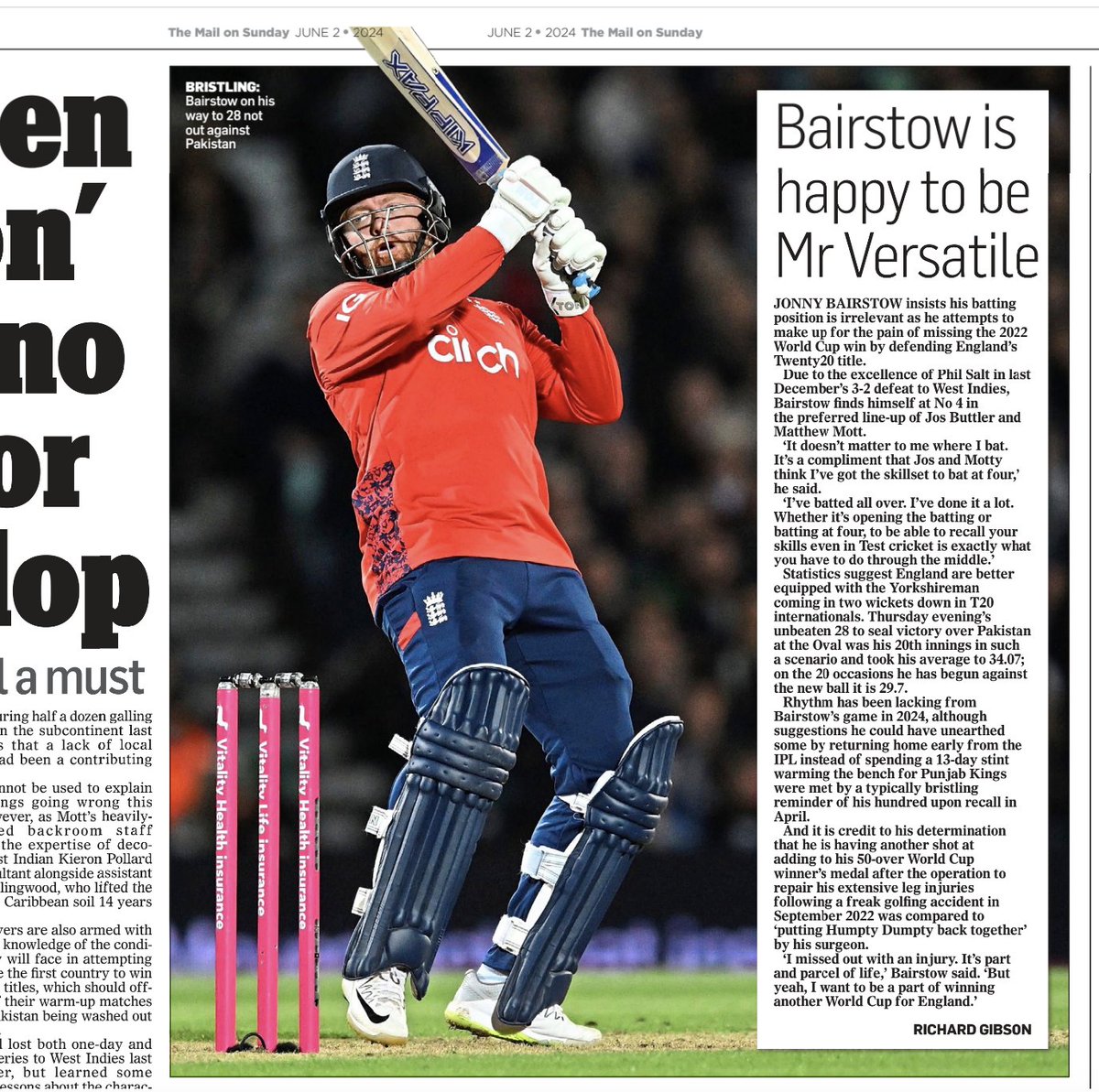 GrahamHuntPhoto's tweet photo. One of my pics of Jonny Bairstow has been published in the Mail on Sunday today from Thursdays 4th England v Pakistan Vitality IT20 at The Kia Oval via @ProSportsImages - #Cricket #News #ENGPAK @ECB_cricket https://t.co/o3K5u6Fsvt
