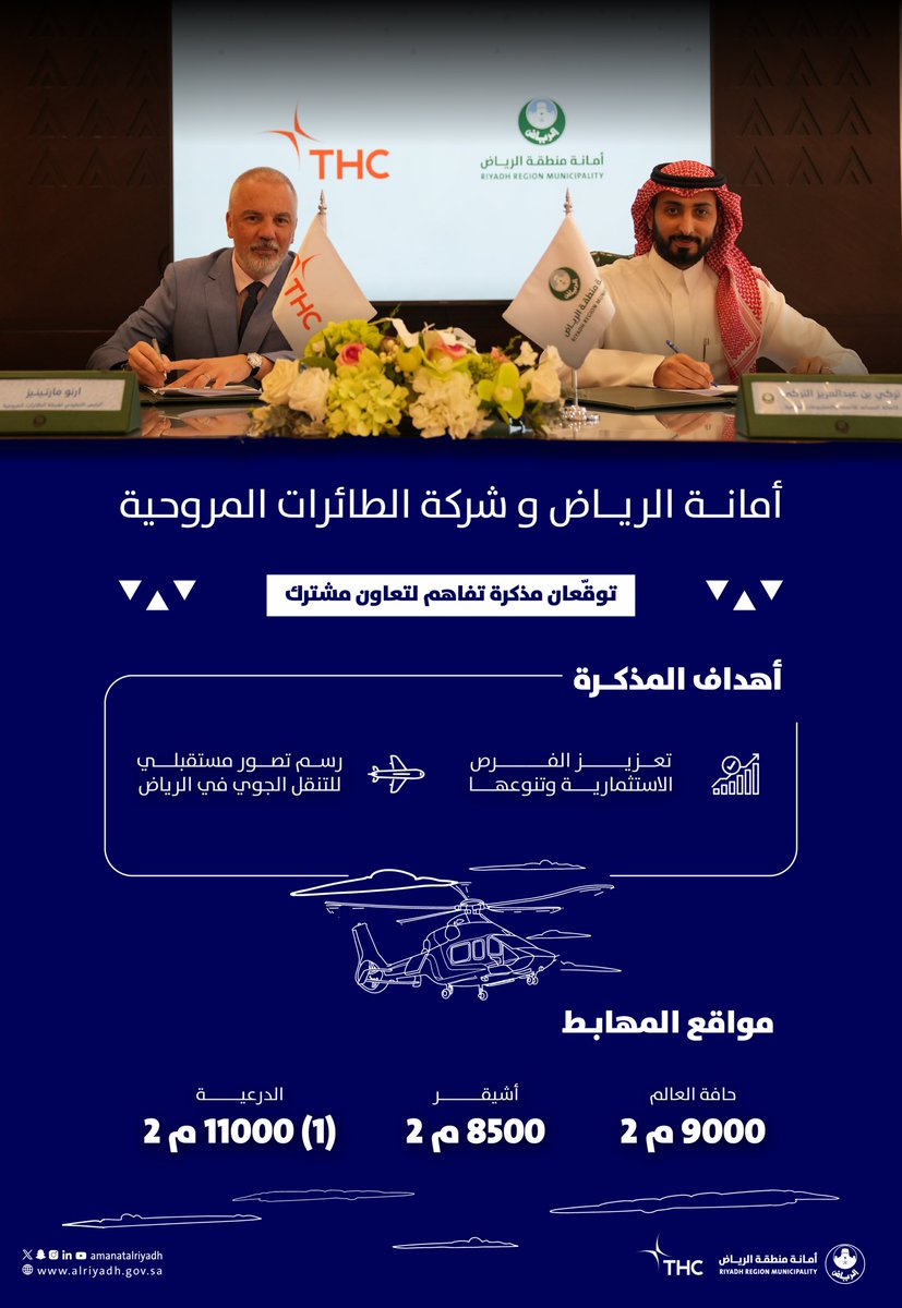 ushayqer's tweet photo. أمانة الرياض توقّع مذكرة تفاهم مع “شركة الطائرات المروحية”
لاستخدام الأراضي مهابط وتحديد فرص التعاون للتنقل الجوي https://t.co/GKU9QKvEcQ
#اشيقر https://t.co/HYSbTxZxoY