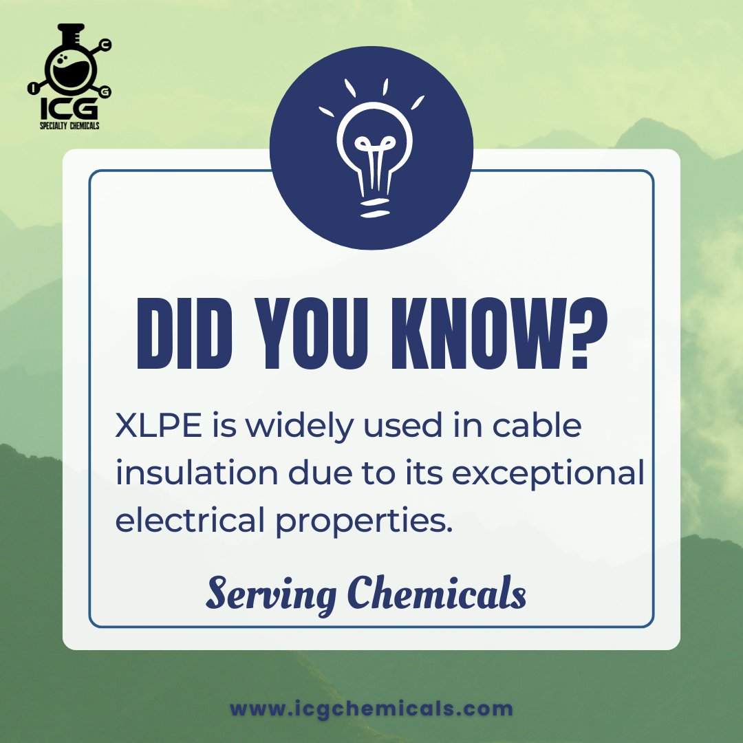 ICG_chemicals's tweet image. Discover the power of XLPE! 🌟 Widely used in cable insulation, XLPE offers exceptional electrical properties, ensuring reliability and efficiency in every connection. Whether it's for home, industrial, or commercial use, 

For info:
✉️info@icgchemicals.com
#XLPE #CableInsulation