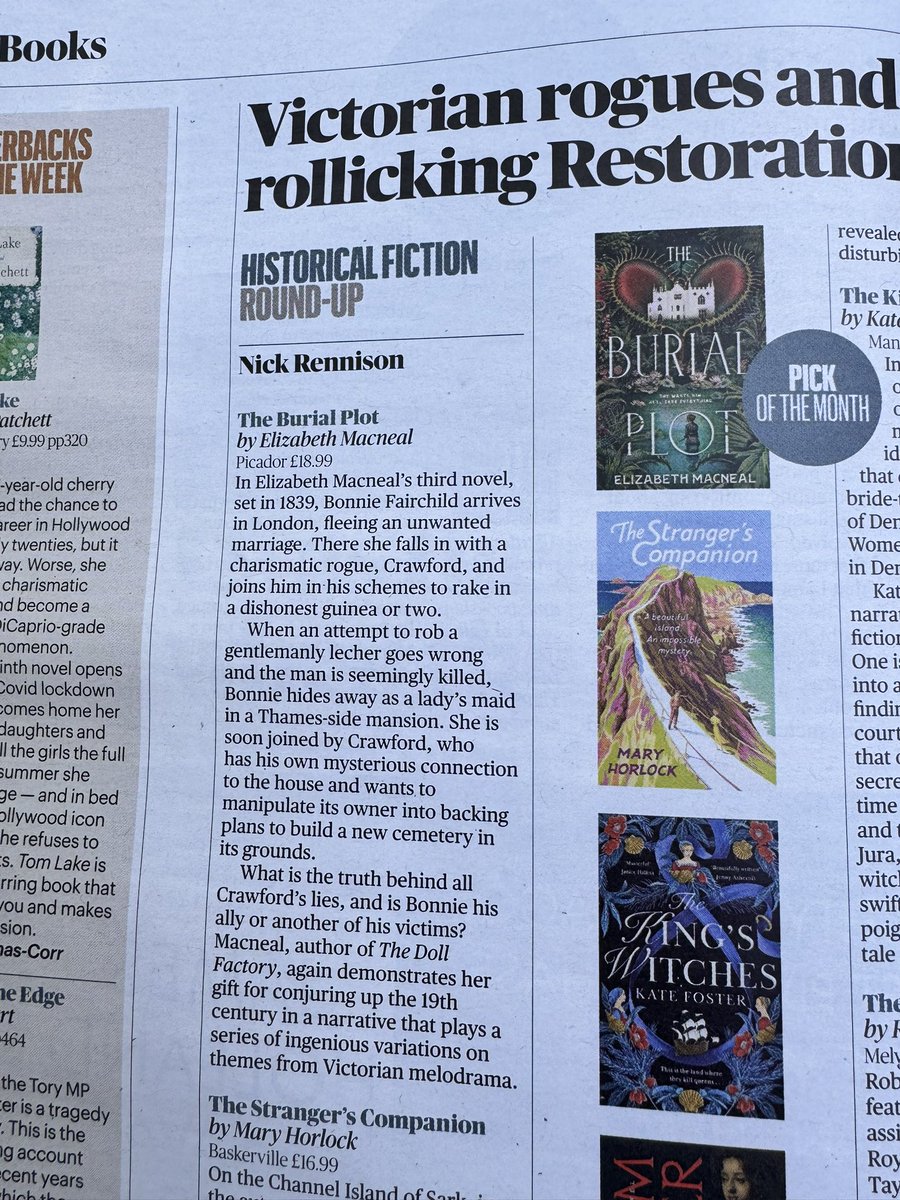 The first review is out and the relief and joy to see this - The Burial Plot is Pick of the Month in the <a href="/sundaytimes/">ST</a> ♥️
