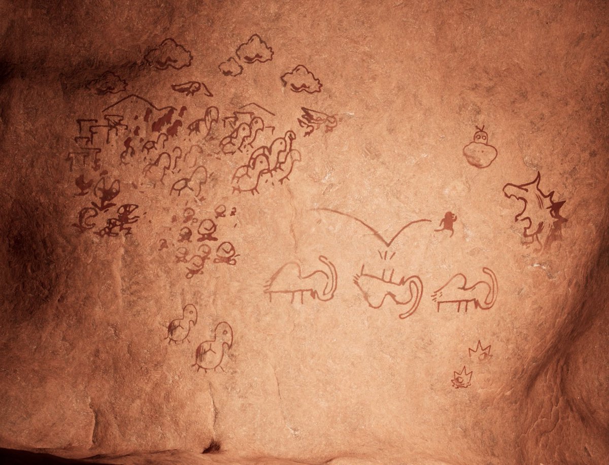 CutVideoGame's tweet image. The mechanic of Super Mario jumping on enemies' heads may have been inspired by early cave paintings, carbon dated to 19,850 B.C. This may be the earliest surviving video game fact in history.
