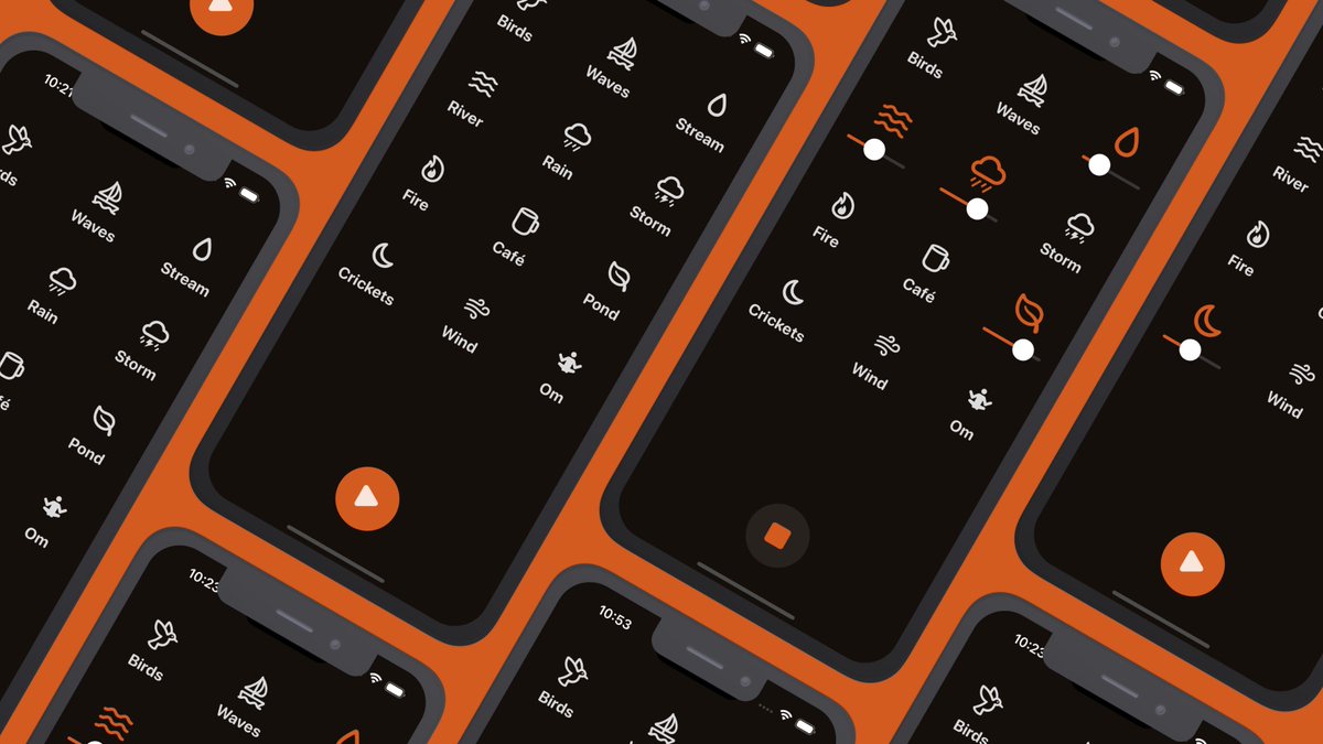 Next, I rewrote Noise Machine apps.apple.com/app/noise-mach… from scratch. It's an ultra-minimalist background noise app. Been using it daily for almost a decade (!), and the revamp brings me daily joy. (Also scrapped React Native for SwiftUI.)