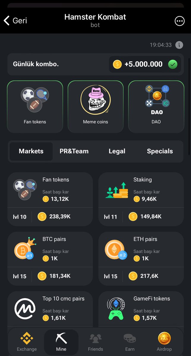 hamsterturkey's tweet photo. Günlük kombonuzu almayı unutmayın.
#hamster #hamsterkombat #coin #btc #Altcoins #eth #bnb #not https://t.co/ScSbYY15N6