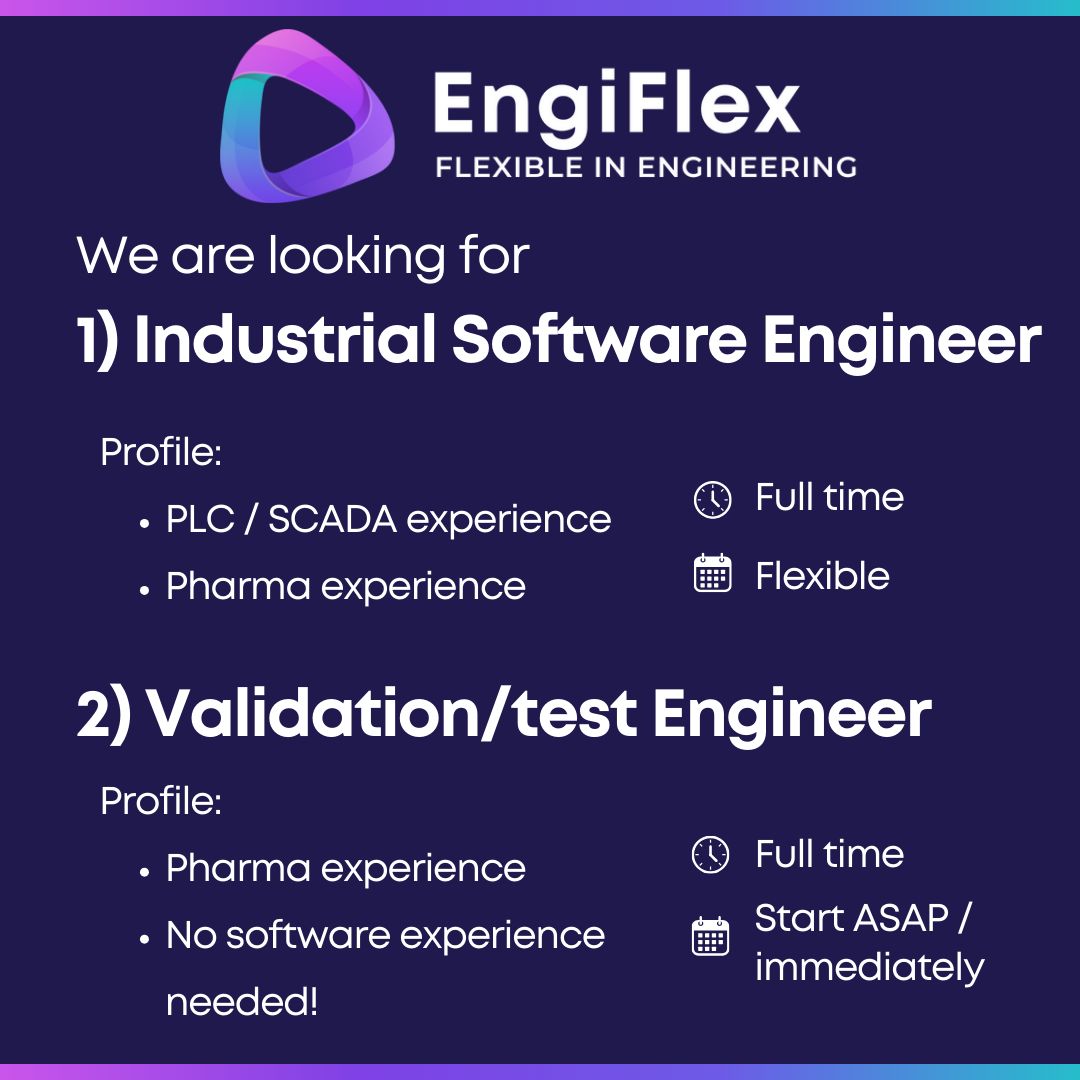 🔍 #EngiFlex is urgently looking for these two profiles in Pharma / Life Sciences!

#hiring #vacatures