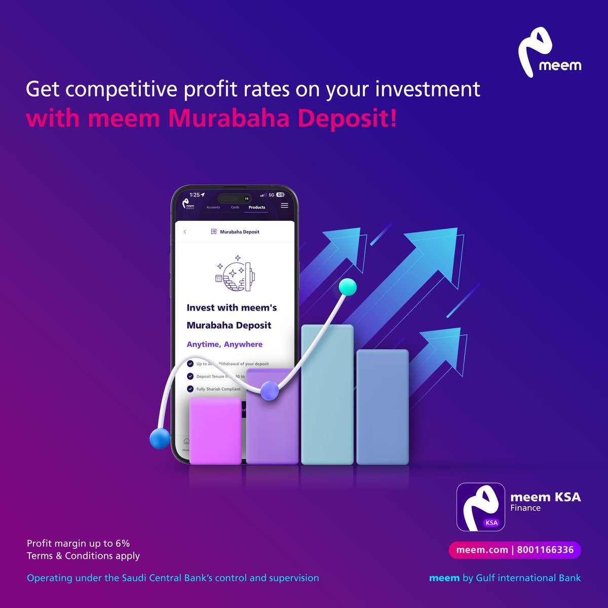 meem's tweet photo. #meem Murabaha Deposit is your investment choice 👌
Invest anytime and anywhere with up to 6% profit rates 📈📱
Competitive and flexible investment solutions to suit your 
investment needs 👍🏻💜
#Makeyourmoneygrow

For more info:
https://t.co/ttkJloafvt
Or call us: 8001166336 https://t.co/hBUo3jjdGR