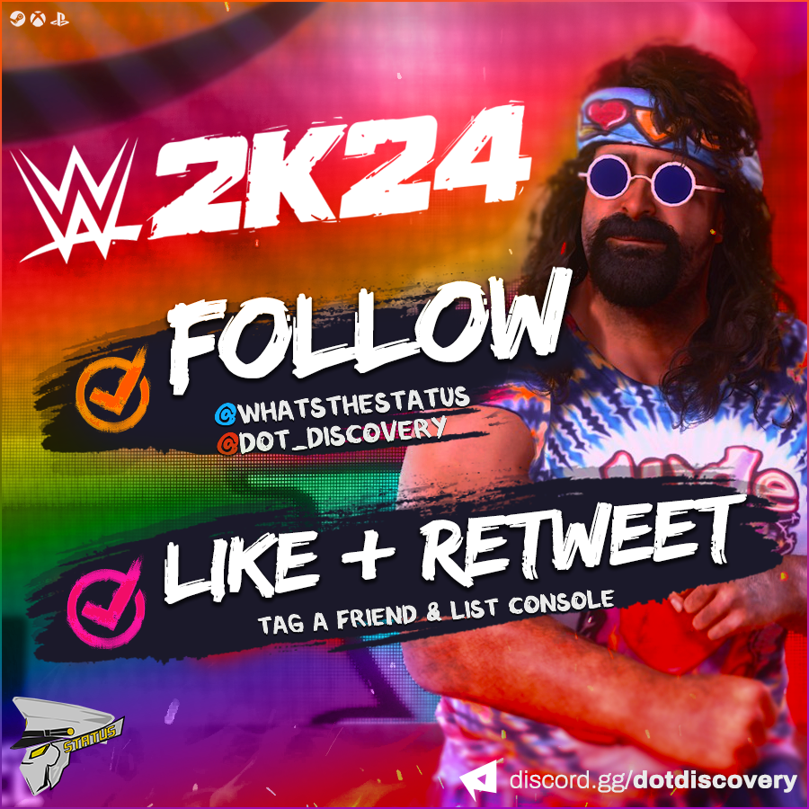WhatsTheStatus's tweet photo. NEW! Giveaway for 1 #WWE2K24 Code!      

★ Here's how to participate!  
   
● RT &amp; Like This Tweet   
● Follow @WhatsTheStatus
● Follow @dot_discovery

● Tag a friend in the replies &amp; the console of your choosing for an extra entry!     
 
★ Winner will be chosen June 9! https://t.co/NiiwKXVKnn