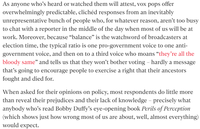 ProfTimBale's tweet photo. Broadcasters, I'm begging you: bin the vox pop! https://t.co/Ce6oTCP9av https://t.co/0Y8USJRBJg