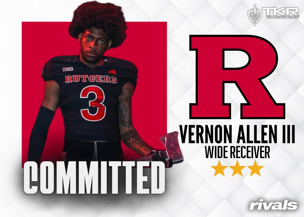 🚨COMMIT ALERT🚨

2025 <a href="/CityCollegeFB/">Baltimore City College Football</a> (MD) wide receiver <a href="/1vernonn/">Vernon Allen III</a> has committed to #Rutgers Football‼️

👉 tinyurl.com/4mat36tm