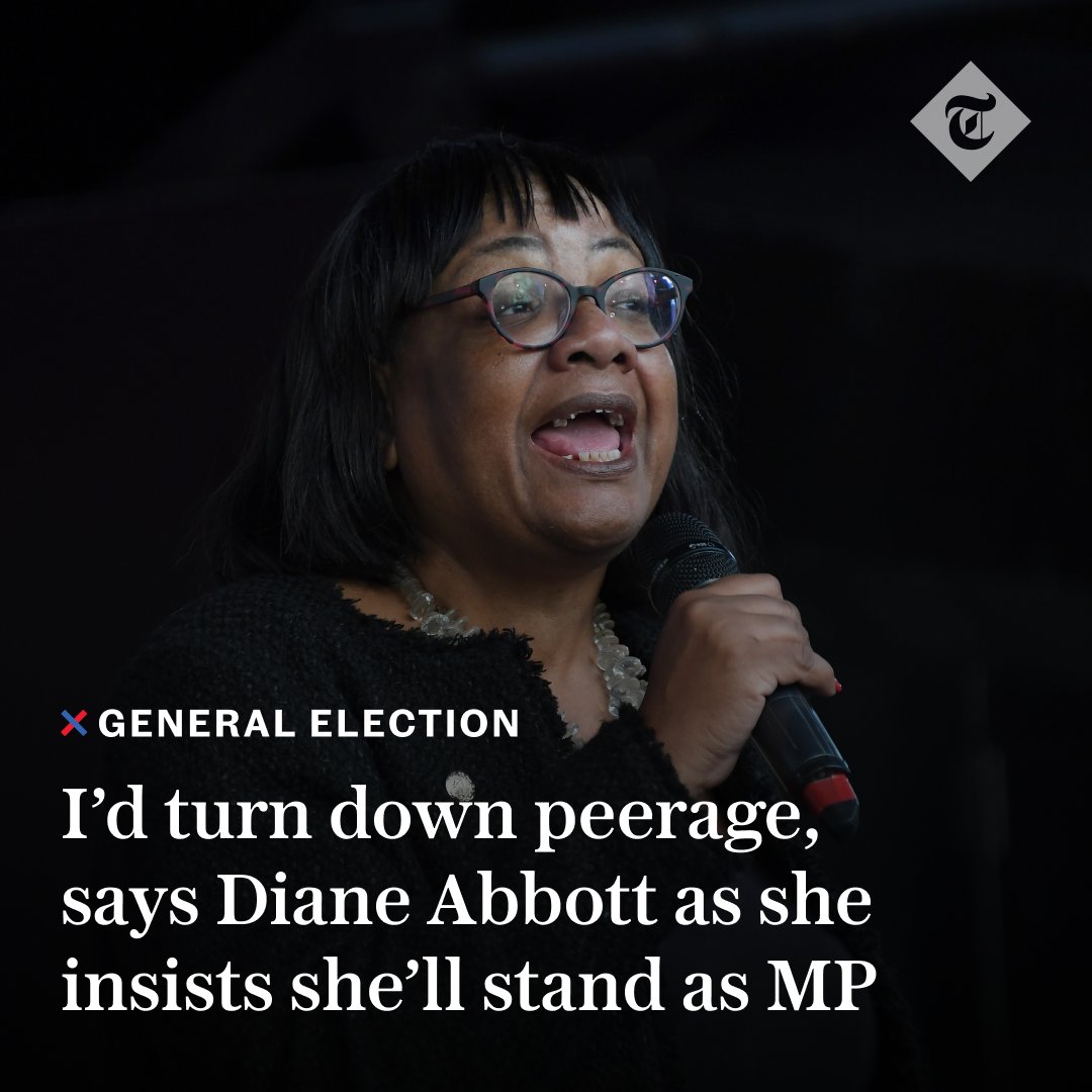 🗣️ Diane Abbott has insisted she is standing as a Labour candidate in the general election and would refuse a seat in the House of Lords Find out more👇 telegraph.co.uk/politics/2024/…