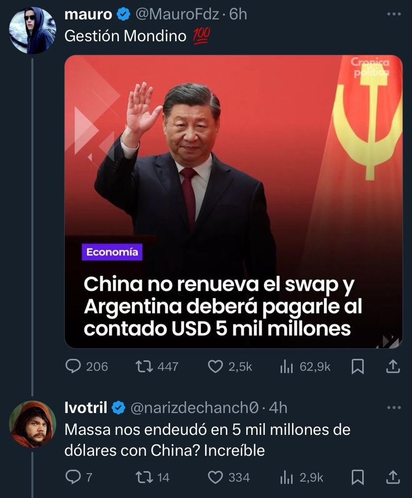 therealbuni's tweet photo. Massa : le pide 5 mil millones de dolares a china para las elecciones y pierde 

Kukardos : MIRA LO QUE HICISTE MILEI 😭😭😭😭 https://t.co/CRGSoK2jIw