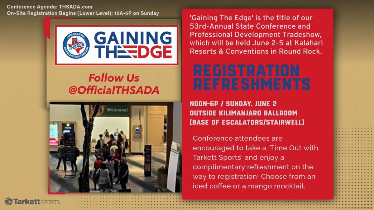 OfficialTHSADA's tweet photo. Athletic Administrators... Refreshments are READY as you arrive to check-in! #GainingTheEdge #THSADA24 https://t.co/XgFrZURub2