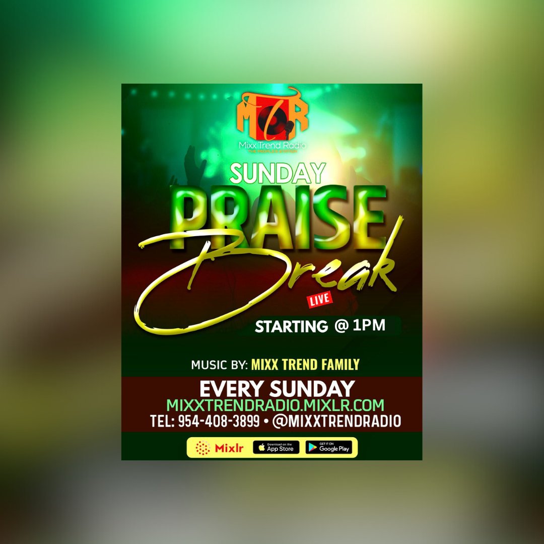 MixxTrendRadio's tweet photo. ‼️ ALL NEW TIME ‼️ Season 2 (Episode 14) - Tune in to the all new "Sunday Praise Break at 1pm. Special guest Tecora Nobles from "Wellness Thursdays" will be co-host on this episode. Make sure you connect your phone via bluetooth, and let's jam out and give God the praise. https://t.co/3Qf1sDh9yk