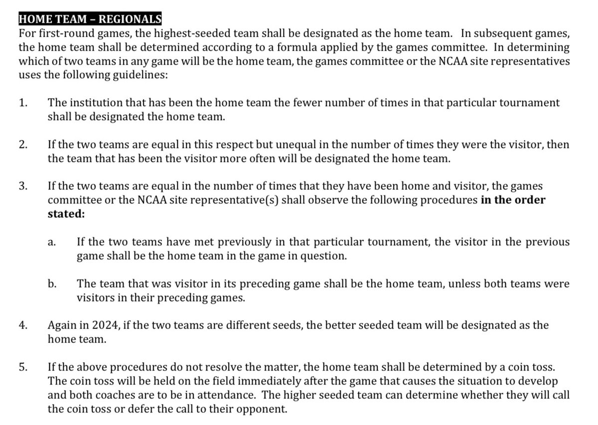 MDavidHood's tweet photo. For those wondering how the home team designation is decided in Regional play. https://t.co/GBUWh6cEkI