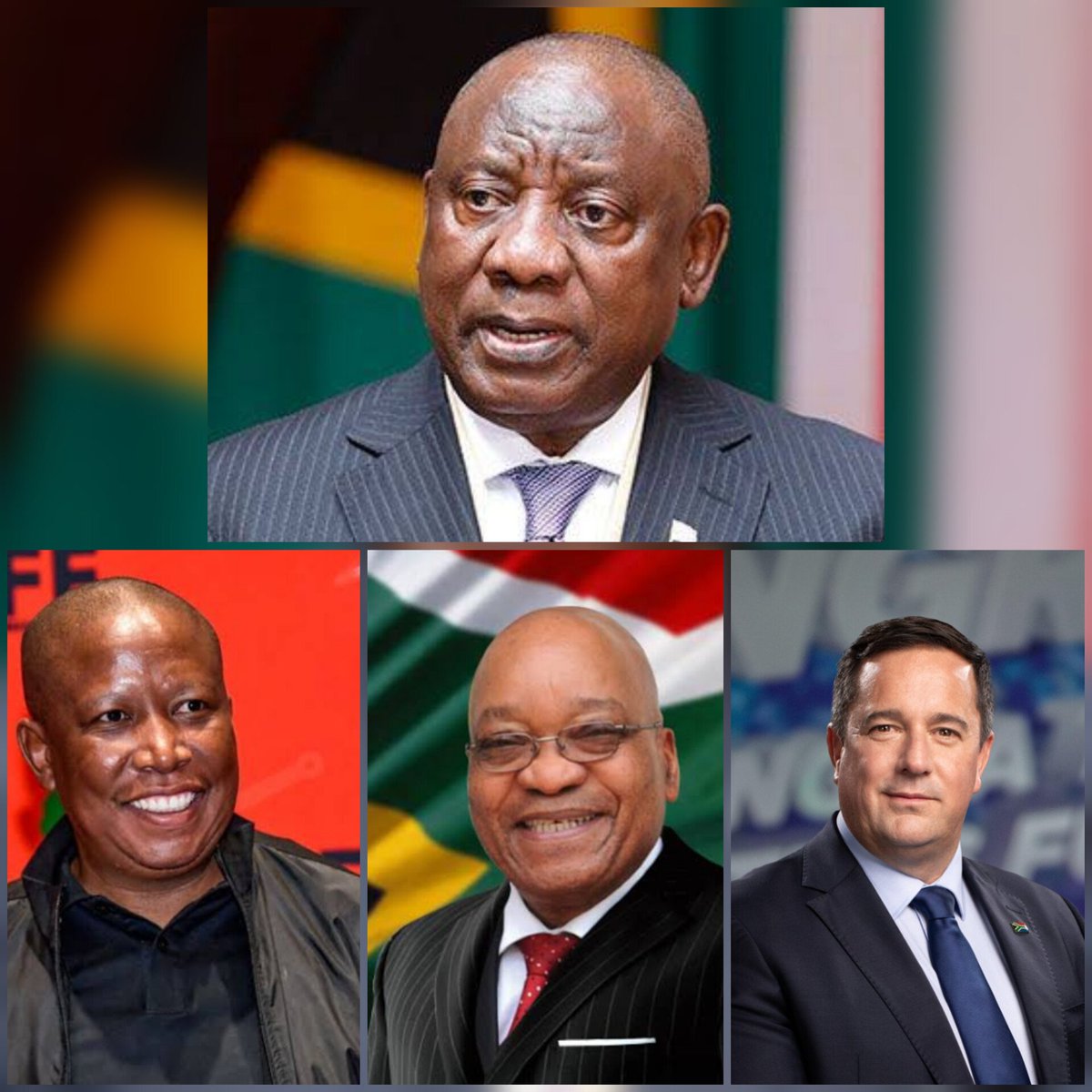 omwambaKE's tweet photo. Who do you think President Cyril Ramaphosa of South Africa will have to pick as his Deputy President? Is it, 
1. Julius Malema (EFF)
2. Jacob Zuma (MK)
3. John Steenhuisen (DA) https://t.co/3hAPeRB3MZ