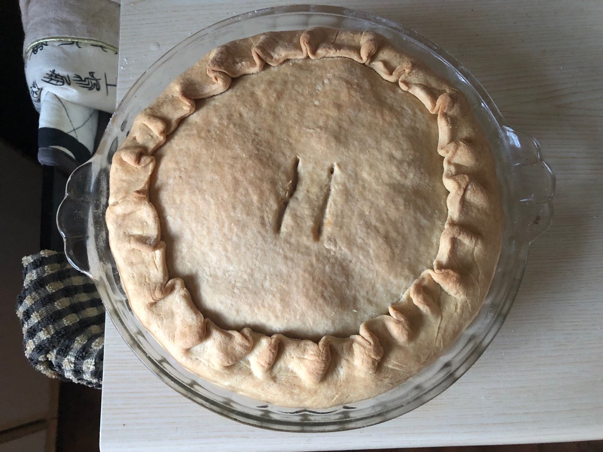Home made chicken pie for dinner with proper shortcrust pastry and fold over crimping to stop leakage. It’s not just Gareth Writer-Davies who can bake!