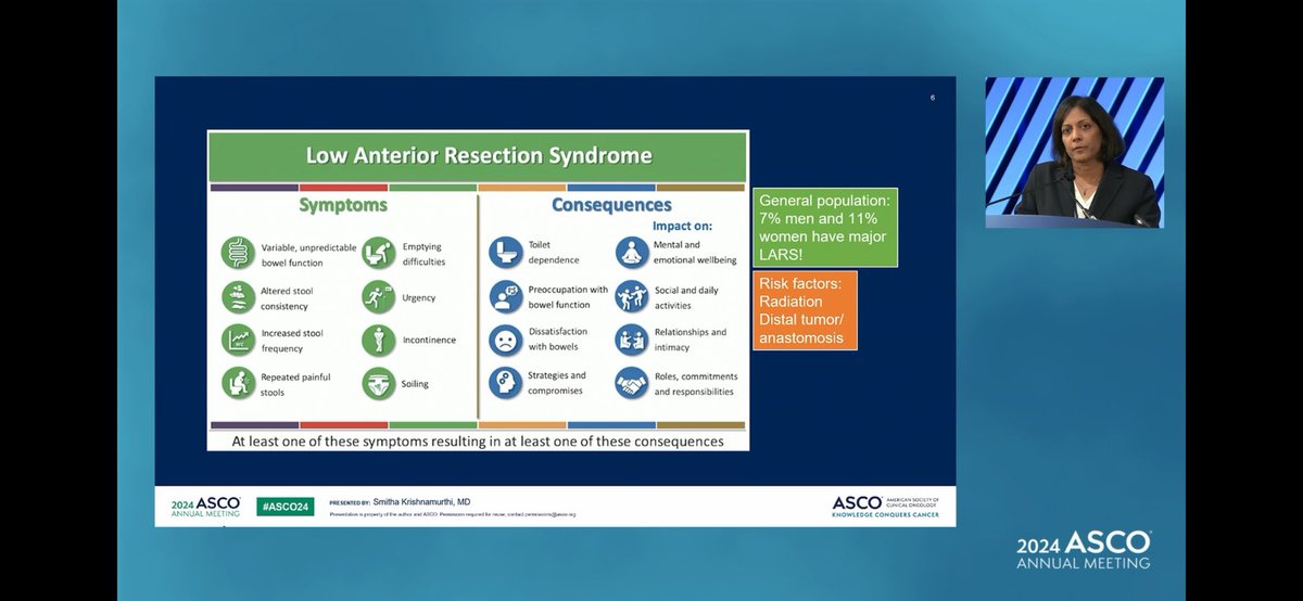 KrishanJethwa's tweet photo. 🔥@smitha42 reviewing QoL considerations in the care of patients with rectal cancer. 

One of the best talks I’ve ever heard on this topic! 

Absolutely brilliant and hit the 🎯 perfectly! 👏🏼👏🏼

#ASCO24 #crc https://t.co/9mlfOtgtOd