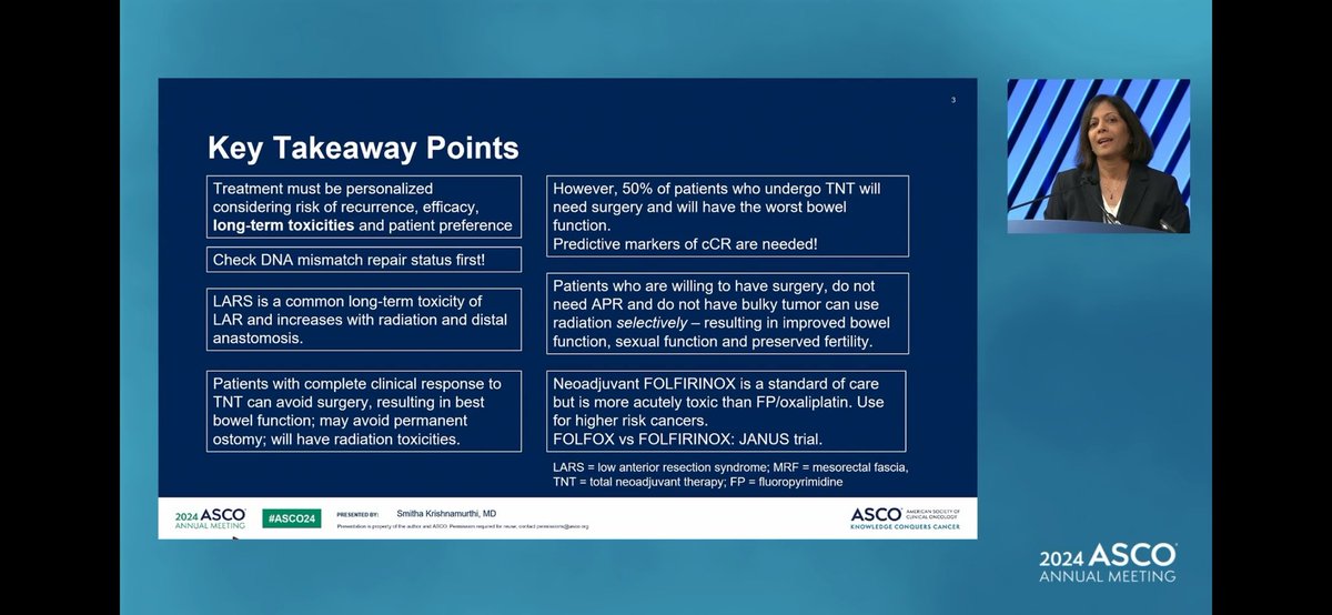 KrishanJethwa's tweet photo. 🔥@smitha42 reviewing QoL considerations in the care of patients with rectal cancer. 

One of the best talks I’ve ever heard on this topic! 

Absolutely brilliant and hit the 🎯 perfectly! 👏🏼👏🏼

#ASCO24 #crc https://t.co/9mlfOtgtOd