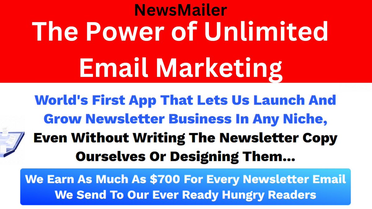 Daviddr01977's tweet photo. NewsMailer is a Done-for-you Newsletter Business App That Helps Users Create and Publish Engaging Newsletters Using AI Technology.

Read more>> https://t.co/JP7deC3MJa

#NewsMailer #NewsMailerreview #makemoneyonline #emailmarketing #affiliatemarketing https://t.co/T1WL8NYy9t
