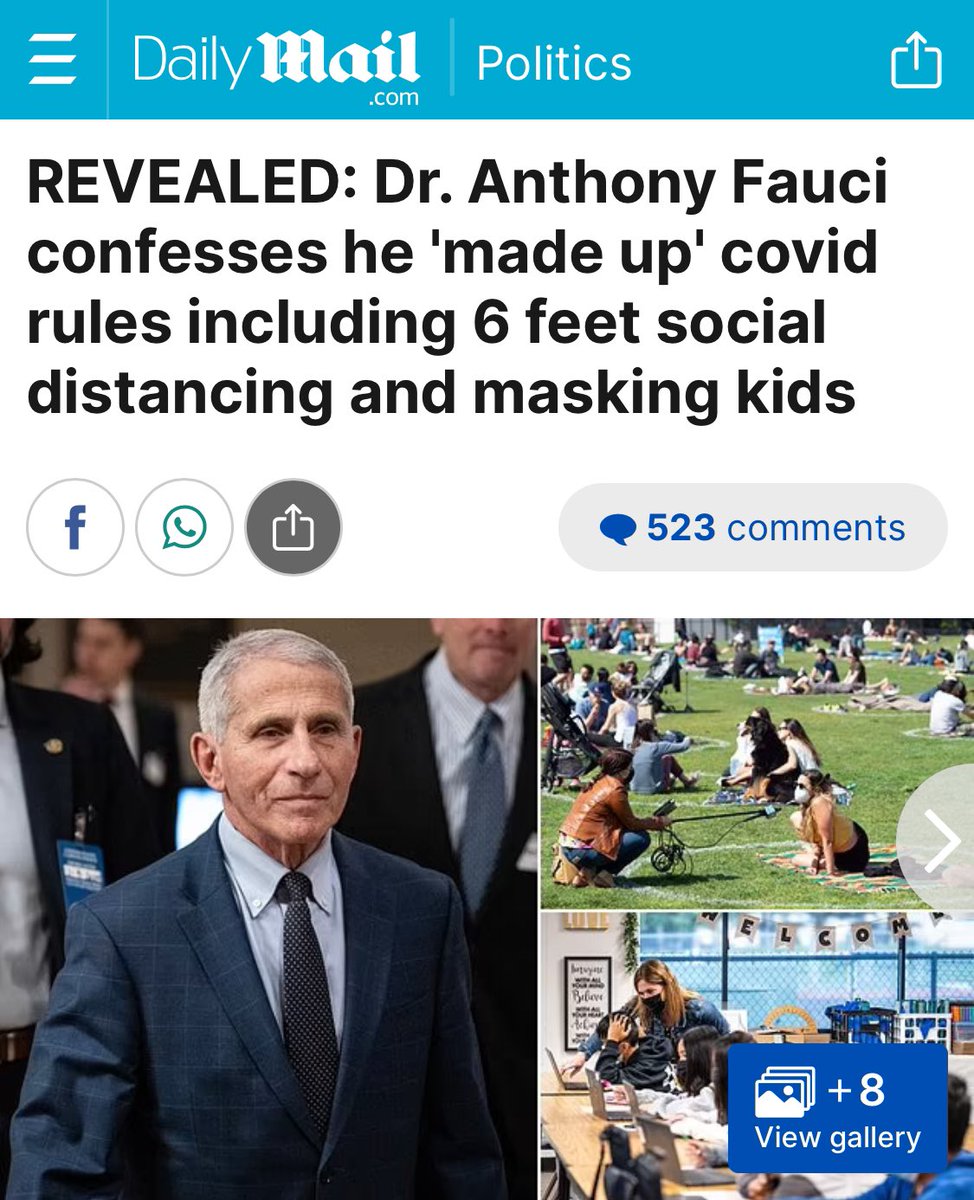 Dr. Fauci, the chief architect of the lockdowns, has admitted under oath that he just made up the rules when he told parents their kids would die if they didn’t wear masks and stay 6 feet away from one another. We should never blindly trust these “experts”!