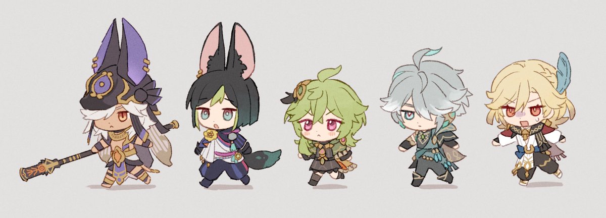 アルハイゼン ,コレイ(原神) ,セノ(原神) ,カーヴェ(原神) ,ティナリ(原神) 「」|そとのイラスト