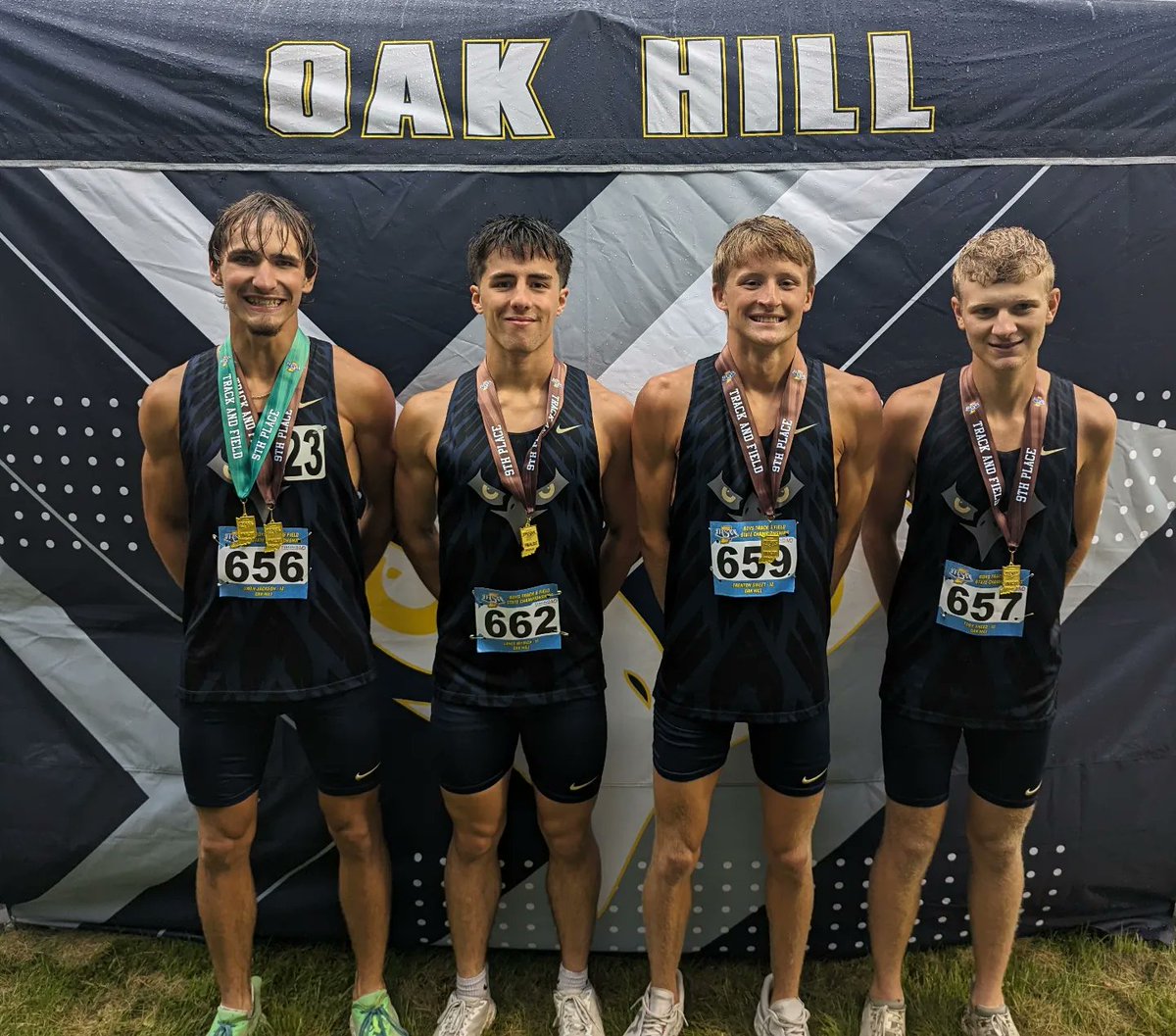 OHXC_OHTF's tweet photo. 🚨🏅ALL STATE PODIUM🏅🚨
2nd Straight Season Golden Eagles reach the Top 9 All State Podium in the 4x8 Relay.
5th a year ago lost a 1:55 leg battled through adversity...take the lead half way through...grab the last spot by the end in 9th
#BeUncommon
#DoWhatWeDo
#OneClassFight https://t.co/9RfuCvzFm6