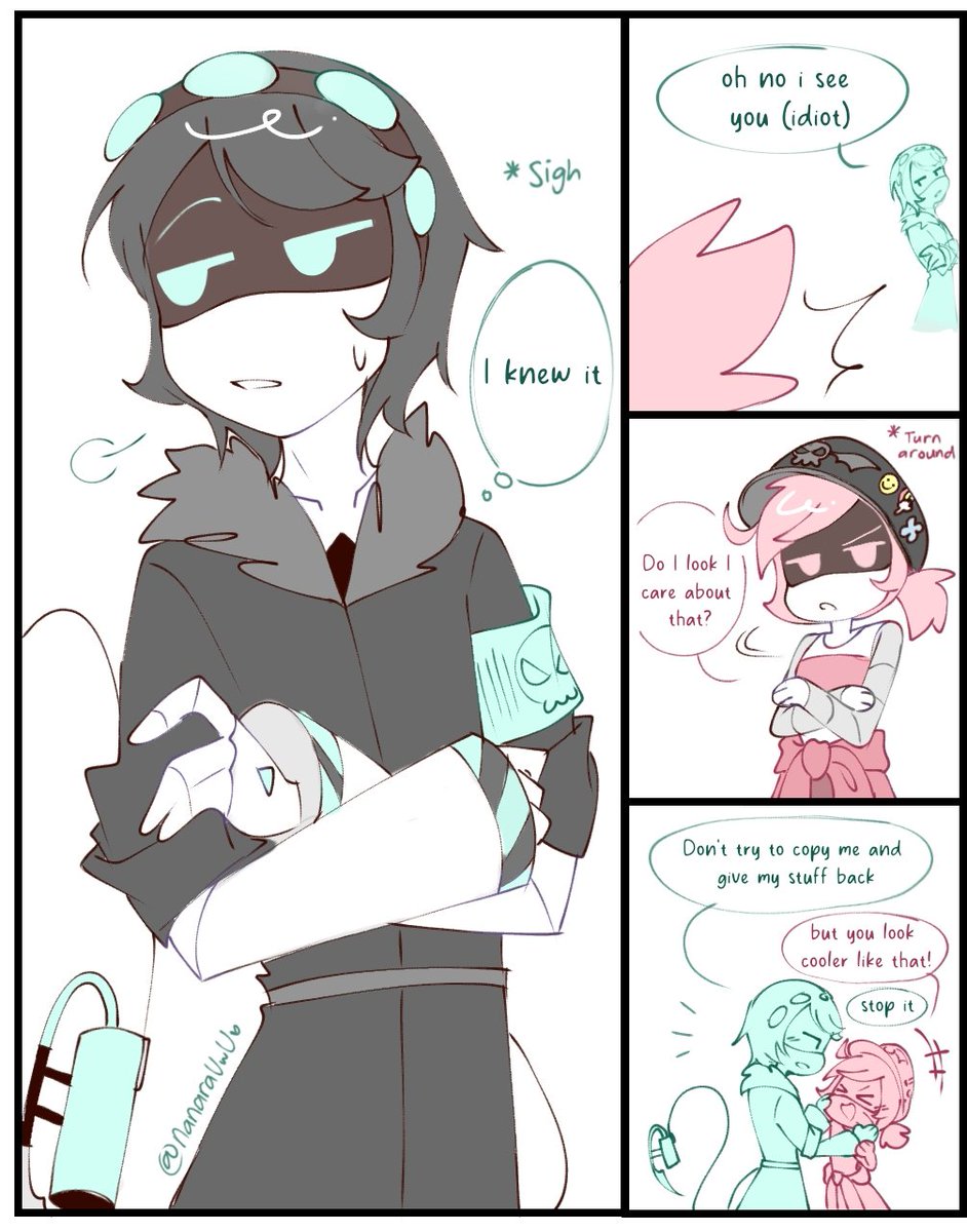 NanaraUwU's tweet photo. Without hair tie? Why not~ ๐๐ฉต #MDswappedAU #serialdestignationN #uzidoorman #murderdrones https://t.co/bcLkGa43B8