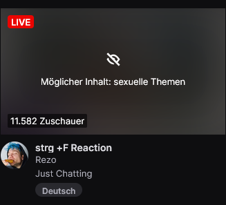 RubiZockt's tweet photo. Wieso schafft @rezomusik das und die ganzen Groschenn****n plakatieren die komplette #Frontpage mit Speck?
@Twitch Evtl std. Filter an und aktives Ausschalten erzwingen?
#twitch #videogirls #content #warning #streamer #streaming #tip #donation #taschengeld #sugardaddy
#vod https://t.co/MJjoutYI1j