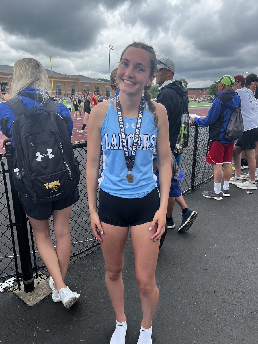 BCGirlsTrack's tweet photo. 🚨School Record Alert🚨 for Clare Marchant who ran 44.71 in the 300 hurdles at State.  Clare comes in 🥉and makes podium for her last race as a Lancer🔥🔥🔥🙌🙌🙌 We are so proud of you and you will be greatly missed!!   Good luck at @WASHU_XCTF https://t.co/qCqxgaPD34