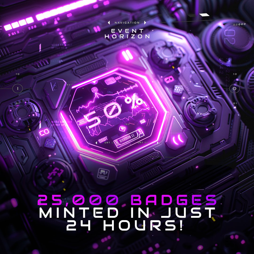 EVEDEX's tweet photo. 25,000 BADGES MINTED IN JUST 24 HOURS!

Our super early adopter team is now 25k strong.

The doors to be mega early are shutting. Only the most loyal and active are gonna make it.

And will get the juiciest rewards! 

Why? Because they are in without even knowing what Event Horizon is. 

Once 50,000 early adopters are in, we will release full technical description and roadmap of the Event Horizon. 

But at that time, stage 1 will be over.