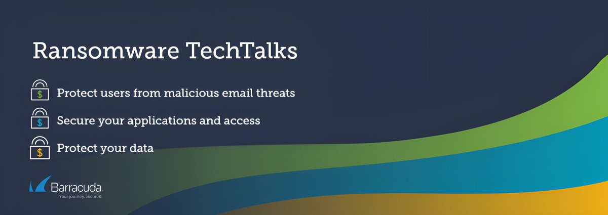 barracuda's tweet photo. Interested in learning how to protect against malicious email, application, and data security threats? If so, join our security team in our upcoming three-part webinar series to receive answers to these questions! https://t.co/Knuqgb3C1J #TechTalkSeries https://t.co/4njz69h9ry