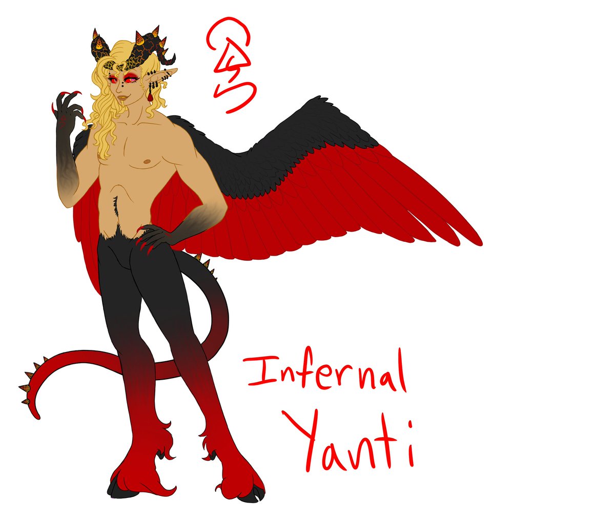 mommamaedae's tweet photo. Yanti is my forever DnD character and main rp character. This design was meant for a hazbin hotel RP. His primary and secondary flight feathers have been replaced by machetes that slide out when needed. He can also shift between the binary sexes at will. https://t.co/RExwvcLZXG