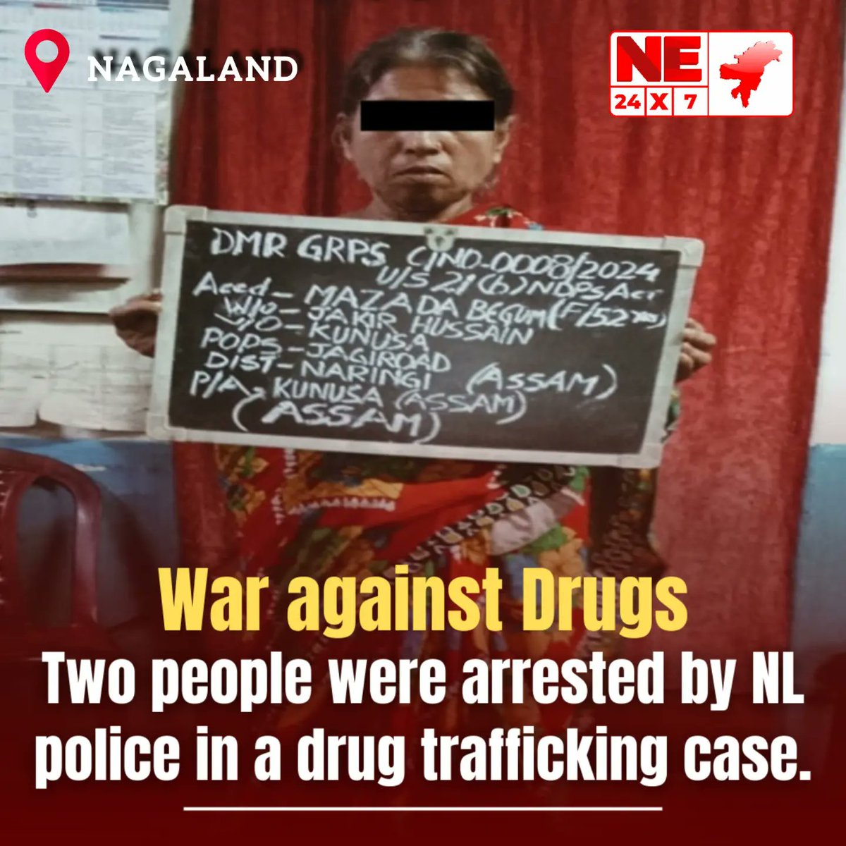 NE24X7's tweet photo. The Commissionerate Police in Dimapur, Chumoukedima, and Niuland are battling illegal drug trafficking through force deployment. On 29.05.2024, Abdul Suhid was apprehended and five plastic soap cases suspected of Shan Flower were recovered. https://t.co/9mRewM1XTm