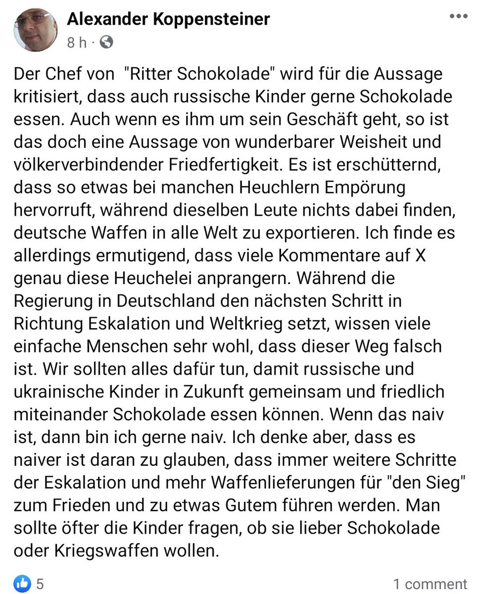 oesikrainerin's tweet photo. Genosse #Koppensteiner der RT,Fake News u Desinformation verbreitet, meint, dass russische u ukrainische Kinder gemeinsam #Ritter Schokolade verspeisen sollten -mehr als 19.000 unserer Kinder wurden deportiert, wie abartig kann ein Sozi nur sein- geliked von Ex-BM #Buchinger https://t.co/hLqdM9emfE