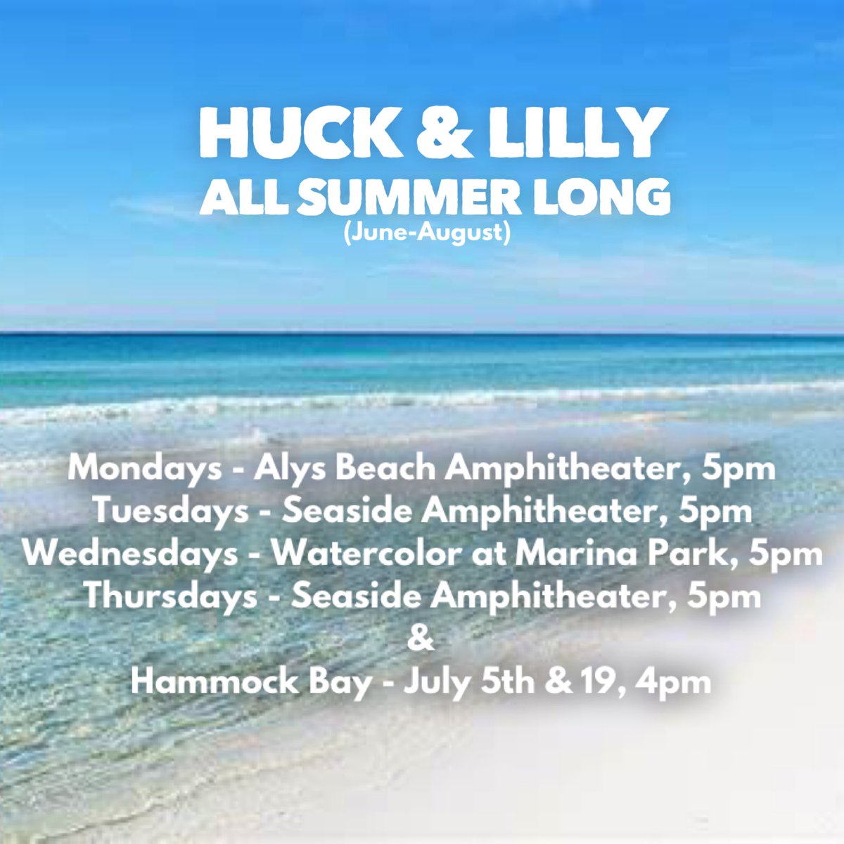 HuckAndLilly's tweet photo. Make plans to come see Huck &amp; Lilly at the beach!😍 See you soon! ☀️ 🌴 🌊  #MusicForKids https://t.co/KLwAQ4mSQn