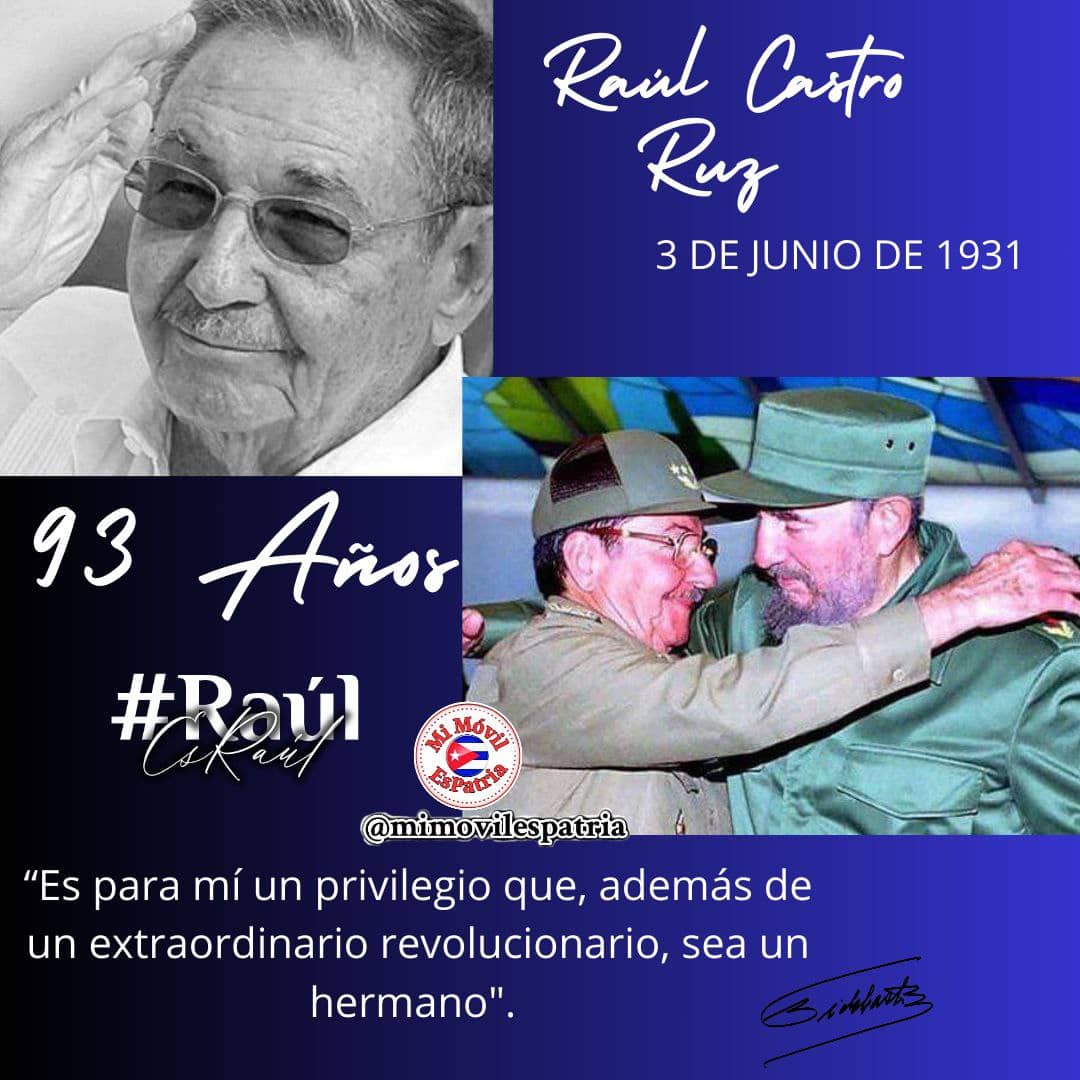 Miguel Barnet: Se complementaban tanto que, “casi sin hablar se distribuyen las tareas. Dos hermanos no por la sangre, sino porque la Revolución los une de un modo indisoluble”
#RaúlEsRaúl
Felicidades General de Ejército. 
#CubaViveyVence
<a href="/alibarrios1/">alibarrios</a> <a href="/Girasol43692144/">Tunero Por La Vida</a> <a href="/addiel_ps/">Addiel PS</a>