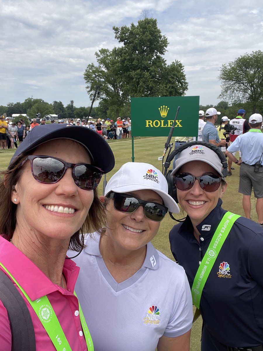 The three amigas heading out to walk the fairways covering the final round ⁦@uswomensopen⁩ at beautiful Lancaster CC ⁦@Kstupples⁩  ⁦@Paige_Mackenzie⁩