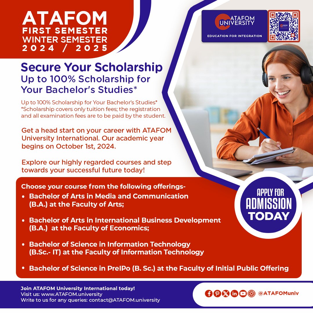 ATAFOMUni's tweet photo. Ignite your journey at ATAFOM University, where education becomes a bridge to a world of possibilities!
#ATAFOMUniversity #InnovateEmpowerInspire #GlobalLearningHub #CulturalInclusivity #FutureLeadership #EmpowerThroughEducation #BeyondBoundaries #KnowledgeForChange #EducationalExcellence #GlobalCitizens #OpenMinds #TransformativeEducation #ExploreLearnGrow #InnovationHub #LearningBeyondBorders #EmpoweringFutures #CrossCulturalLearning #InclusiveEducation #FutureLeaders #ImpactfulLearning