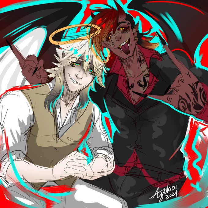Oc workLeft is Sleepy, and Right is Perci.Me and the besties ManSonas. 