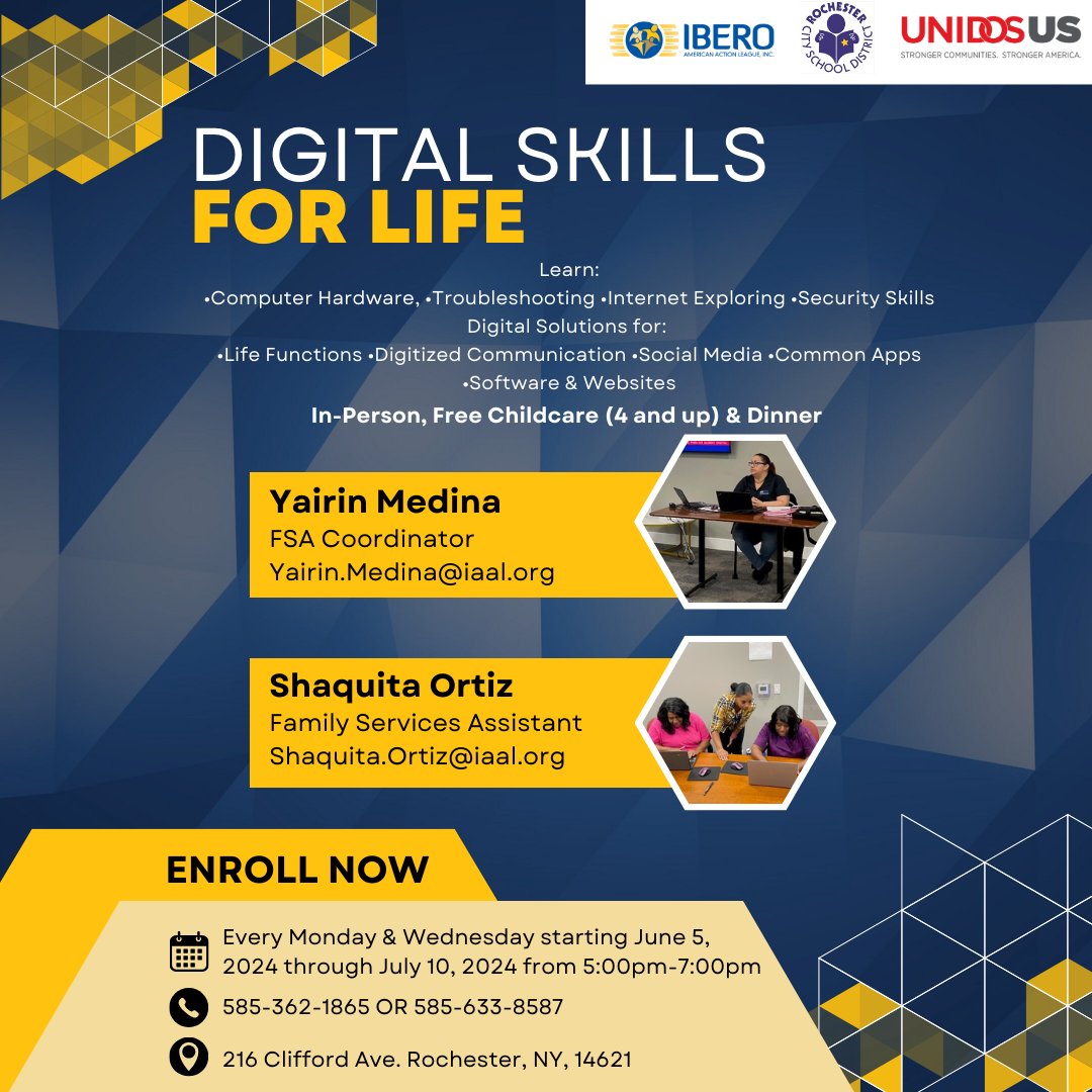 IberoRoc's tweet photo. Our Digital Skills for Life program starts this week! Enroll now and learn Computer Hardware, Troubleshooting, Internet Exploring, and Security Skills!π»
#DS4l #IberoAmericanActionLeague https://t.co/t6XdKzjXFY