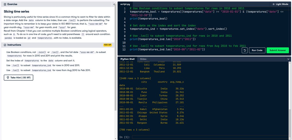 Safal2002's tweet image. #LSPPDay2
#LSPPD2 Data Manipulation with Pandas (Chapter 3 72/100): Learnt various ways of indexing, slicing and subsetting dataFrames after a recap of transformation and aggregation.
#60DaysOfLearning2024
#LearningWithLeapfrog
@lftechnology