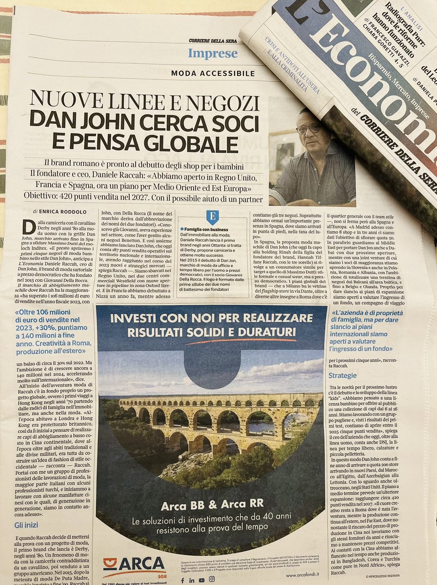 enricaroddolo's tweet photo. @L_Economia this week @Corriere my two new interviews unveiling plans for two quintessentially Italian businesses - @Noberasco_It relaunch with @illimitybank (and #DanJon fashion from Rome to Spain) https://t.co/FK4aQS2vMo