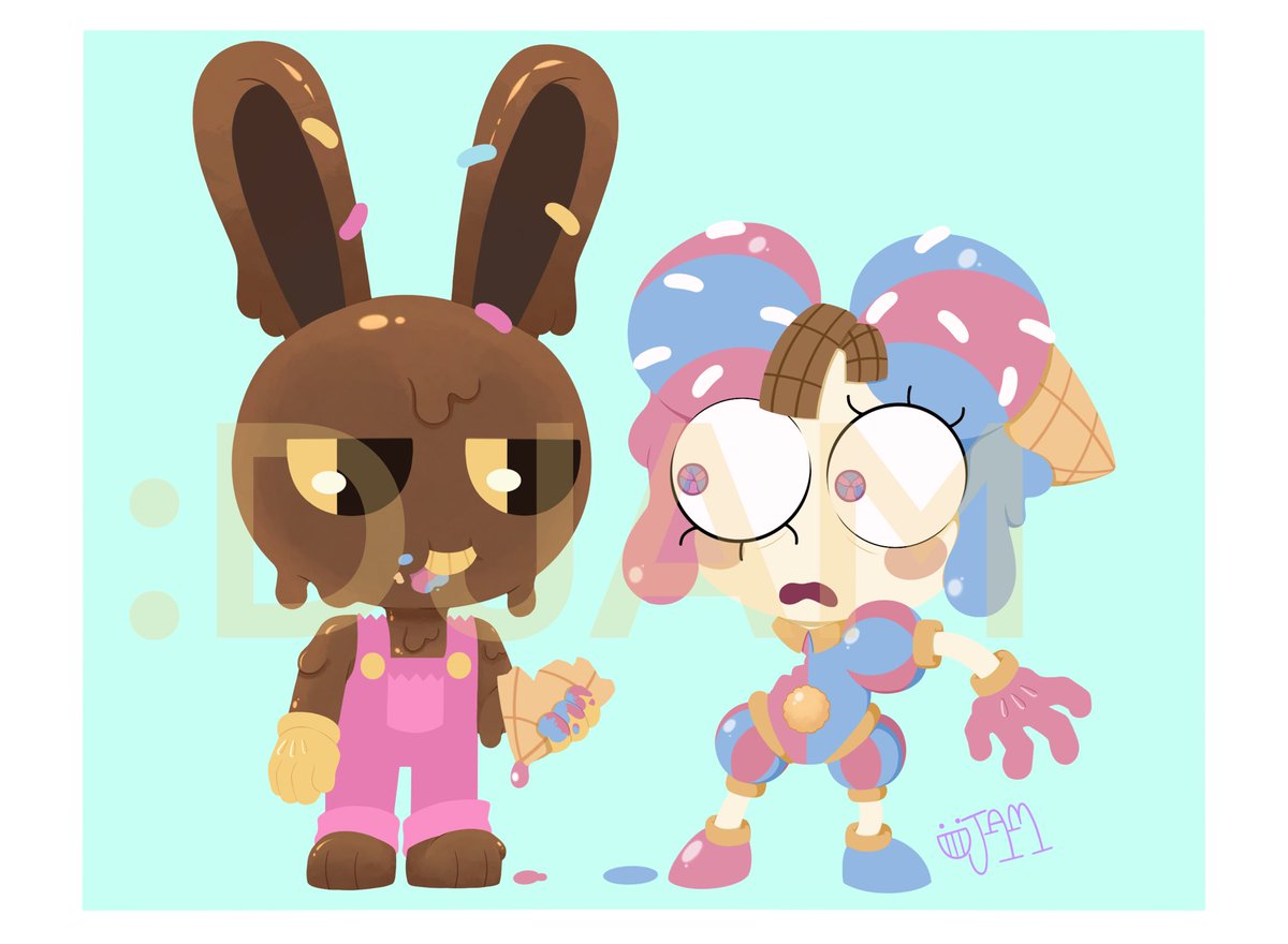 🍭🍦ARE YOU SURE YOU WANT SWEETS!?🍦🍭
(Digital version, I’m working on the traditional version)
#funnybunny #JaxxPomni #TheAmazingDigitalCircus #digitalcircus 
Art by me
#Jax & #Pomni - #tadc Glitch/Gooseworx
God bless you :3