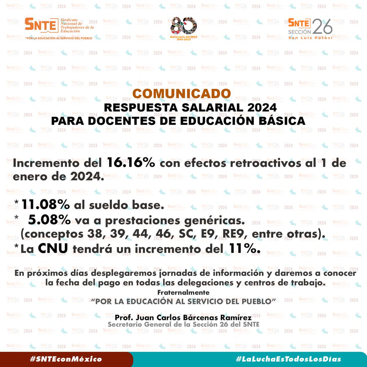 Respuesta salarial 2024 
Próxima semana estaremos con Ustedes, informando a detalle la Respuesta.