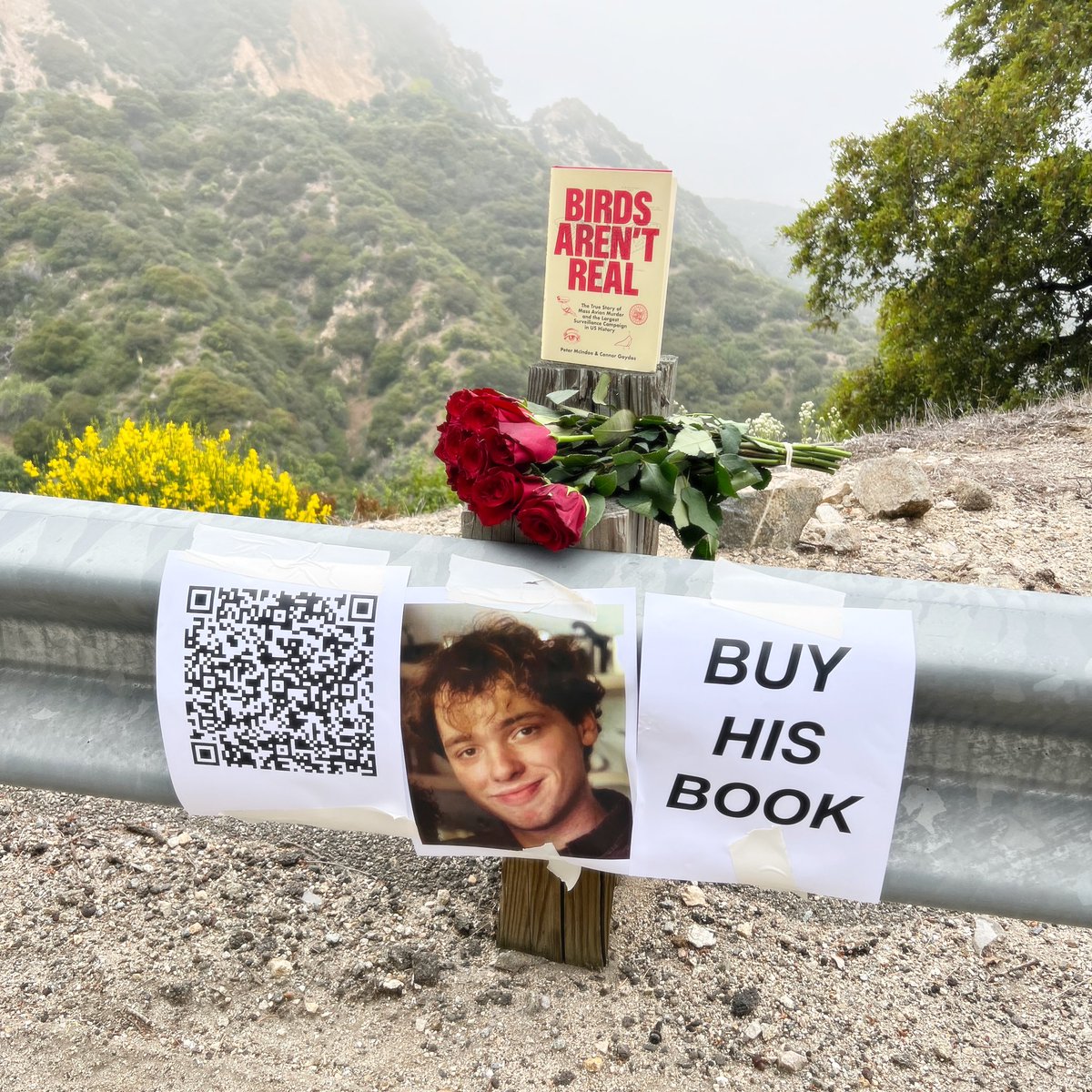 #RIP Memorial for Peter near where he drove off a cliff celebrating the launch of his new book on 6/4