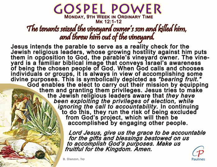 GOSPEL POWER
June 3, Monday, 9th Week in Ordinary Time
Mk 12:1-12
1st Reading- 2 Pt 1:2-7

<a href="/aldenrichards02/">Alden Richards</a> <a href="/maindcm/">mainedcm</a>
#BOYCOTTEatBulaga1181
NO TO SOLO PROJECTS
ALDUB Pa Rin
